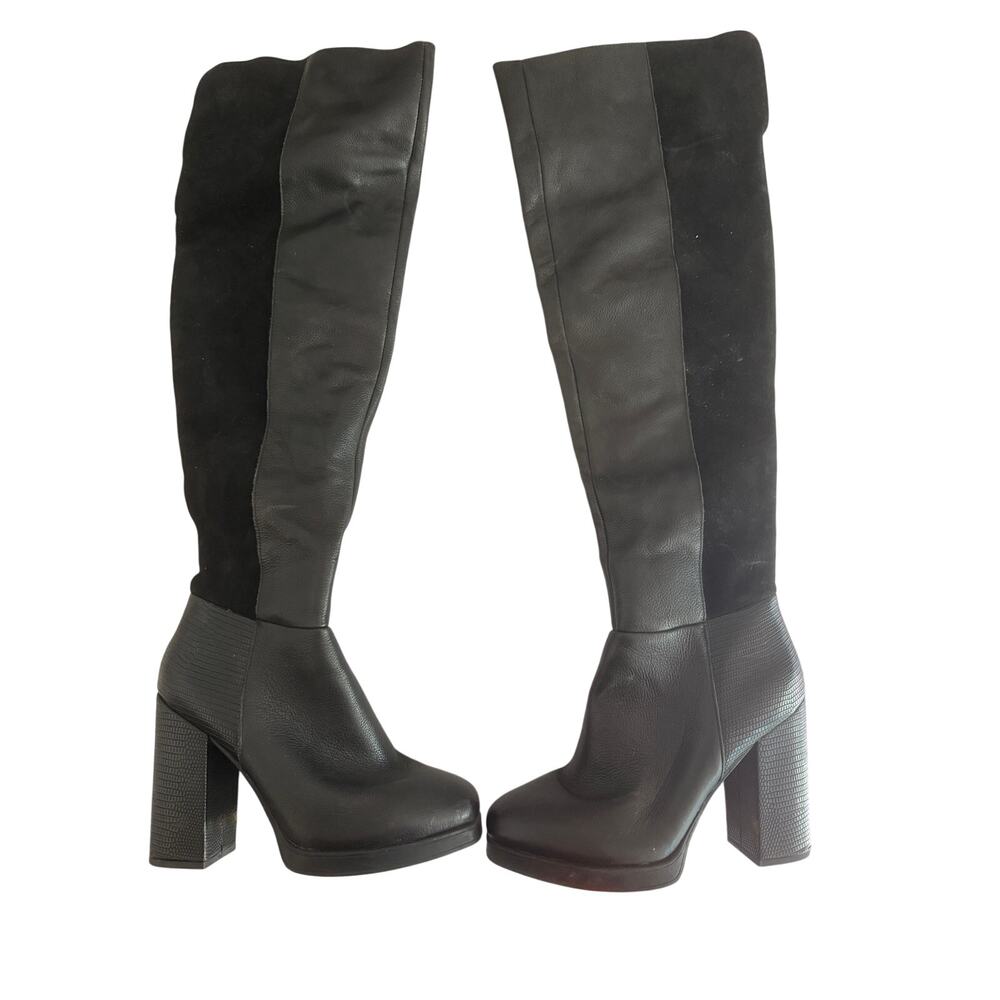 Circus by Sam Edelman Black Knee High Block Heel Platform Boots Womens 8
